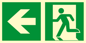 Znak TDC, Kierunek do wyjścia ewakuacyjnego – w lewo