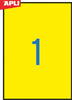 Etykiety kolorowe APLI, 210x297mm, prostokątne, żółte, 20 ark.