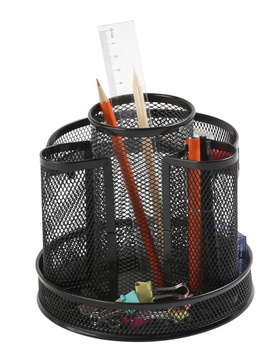 Przybornik na biurko Q-CONNECT Office Set, metalowy, obrotowy, czarny