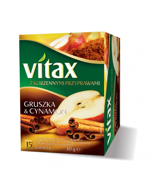 Herbata VITAX owocowo-ziołowa, gruszka i cynamon, 15 kopert