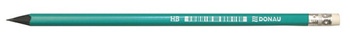 Ołówek syntetyczny z gumką DONAU, HB, lakierowany, zielony