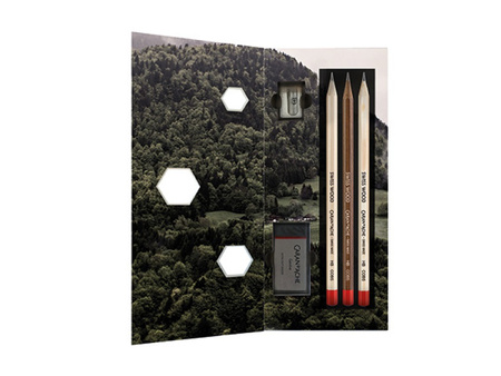 Zestaw ołówków CARAN D'ACHE SWISS WOOD, HB, 3szt + gumka i temperówka, mix kolorów