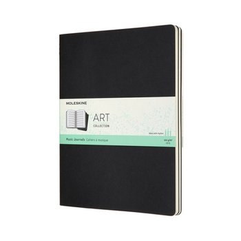 Zestaw 3 Zeszytów MOLESKINE Cahier XL (19x25cm) w pięciolinie, music, 80 stron, czarny