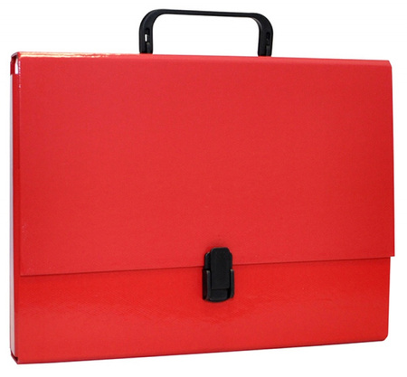 Teczka-pudełko OFFICE PRODUCTS, PP, A4/5cm, z rączką i zamkiem, czerwona