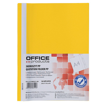 Skoroszyt OFFICE PRODUCTS, 120/180 mic, PP, żółty