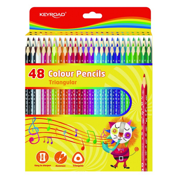 Kredki ołówkowe KEYROAD, trójkątne, 3mm, 48 szt., pudełko