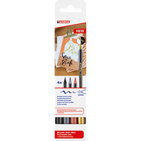 Pisak z końcówką pędzelkową e-1340 EDDING, 4 szt., mix kolorów metalicznych