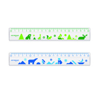 Linijka plastikowa KEYROAD, 20cm, transparentna z nadrukiem deco, zawieszka