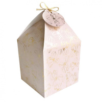 Pudełko na prezent INCOOD, złote kwiaty, 11x11cm, 4 szt., beżowe