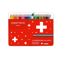 Kredki CARAN D'ACHE Swisscolor Aquarelle, z efektem akwareli, sześciokątne, 30szt., mix kolorów