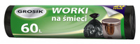 Worki na śmieci GROSIK, HDPE, 60l, 20 szt., czarne