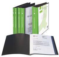 Teczka ofertowa Q-CONNECT z kieszenią opisową, PP, A4, 1100mikr., 100 koszulek, czarna