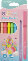 Flamastry KEYROAD FIBER MARKER, 8szt, zawieszka, mix kolorów