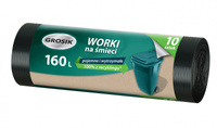 Worki na śmieci GROSIK, LDPE, 160l, 10 szt., czarne