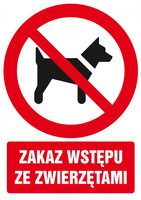 Znak TDC, Zakaz wstępu ze zwierzętami