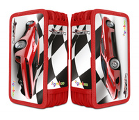 Piórnik szkolny GIMBOO, z wyposażeniem, 3 komory, wyścigi, czerwony