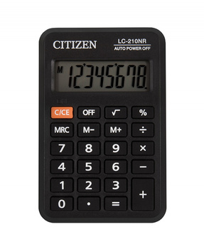 Kalkulator kieszonkowy CITIZEN LC210NR, 8-cyfrowy, 98x64mm, czarny