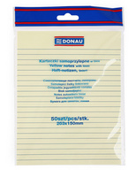 Bloczek samoprzylepny DONAU, 150x203mm, w linię, 1x50 kart., 75gsm, żółty