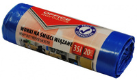 Worki na śmieci wiązane OFFICE PRODUCTS, premium (LDHD), 35L, 20szt., niebieskie