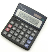 Kalkulator biurowy VECTOR KAV DK-215 BLK, 12-cyfrowy, 112x135mm, czarny