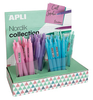 Długopis automatyczny żelowy APLI Nordik, trójkątny, wkład niebieski, mix kolorów pastel