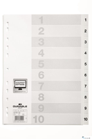 Przekładki PP A4 białe, nadrukowane indeksy, podział 1-10, 616202 DURABLE