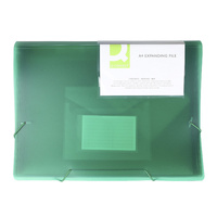 Teczka harm. z gumką Q-CONNECT, PP, A4, 6-przegr., transparentna zielona