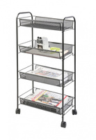 Mobilny stojak na dokumenty Q-CONNECT Office Set, metalowy, na kółkach, 4 półki, czarny