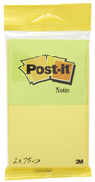 Karteczki samoprzylepne POST-IT® (6720-YG),76x63,5mm, 2x75 kart., zawieszka, żółto-zielone