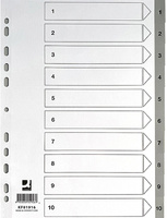 Przekładki Q-CONNECT, PP, A4, 225x297mm, 1-10, 10 kart, szare