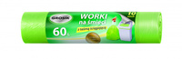 Worki na śmieci z taśmą GROSIK, HDPE, 60l, 10 szt., zielone
