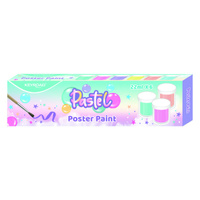 Farby plakatowe KEYROAD Pastel, 6x22ml, pędzelek gratis, pudełko, mix kolorów pastel