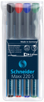 Zestaw foliopisów permanentnych SCHNEIDER Maxx 220, S, 0,4mm, 4 szt., miks kolorów