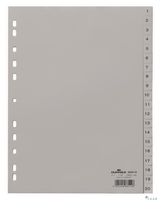 Przekładki PP A4 szare, nadr. indeks, 1-20, 2 0 części Szary 652210 DURABLE