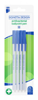 Długopis klasyczny ICO Signetta, antybakteryjny, niebieski, 4 szt., blister