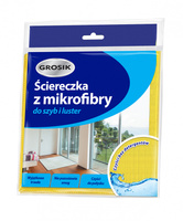Ściereczka z mikrofibry GROSIK, do szyb i luster, 1 szt., żółta