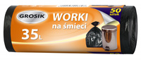 Worki na śmieci GROSIK, HDPE, 35l, 50 szt., czarne