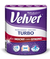 Ręcznik w roli celulozowy VELVET Turbo, 3-warstwowy, 340 listków, biały
